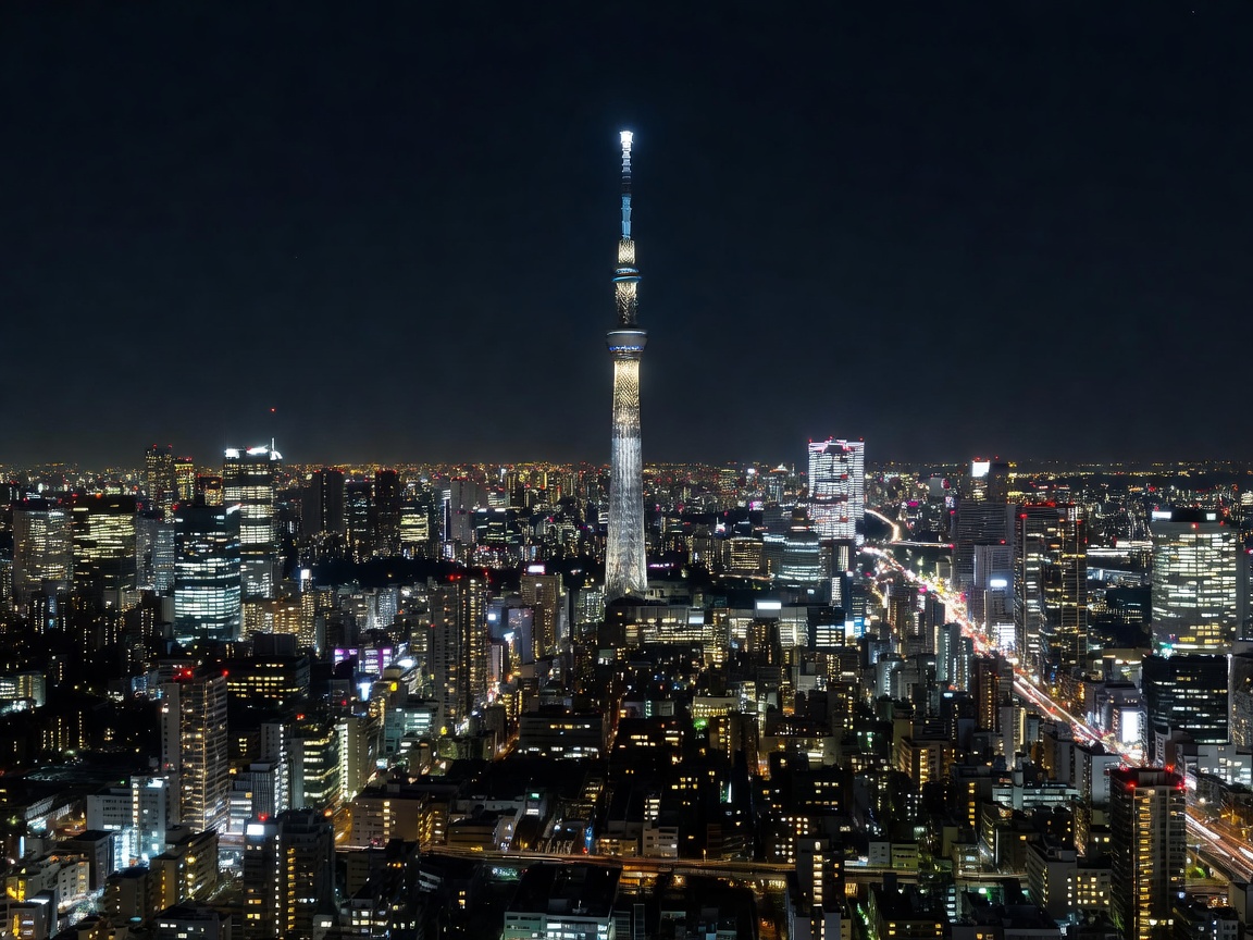 Tokyo Skytree and cityscape at night